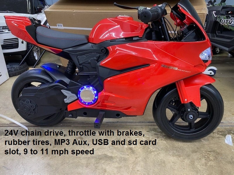 24v motorcycle best sale with training wheels